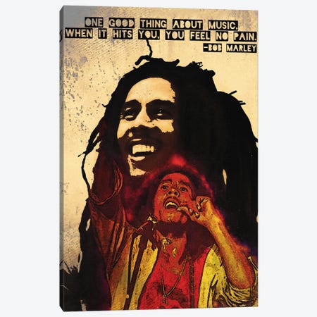You Feel No Pain - Bob Marley Quotes Canvas Print #RKG220} by Gunawan RB Art Print