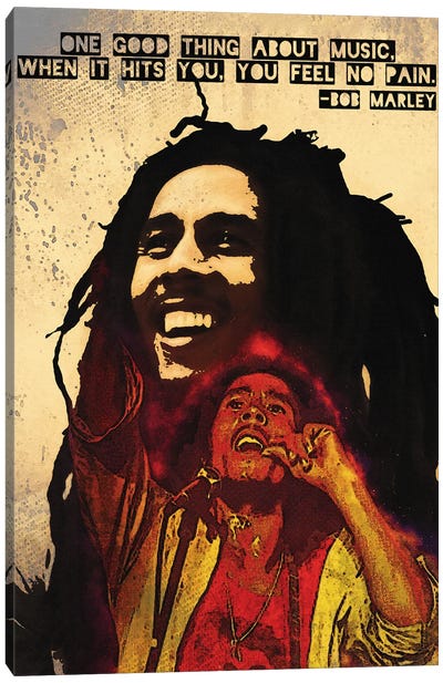 You Feel No Pain - Bob Marley Quotes Canvas Art Print - Gunawan RB