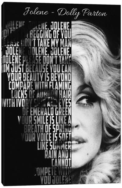 Jolene - Dolly Parton Canvas Art Print - Song Lyrics Art