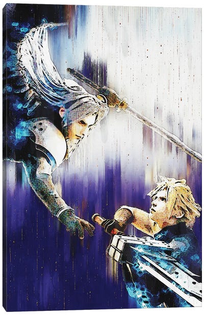 Cloud Strife Vs Kadaj Advent Children Battle Final Fantasy Canvas Art Print - Gunawan RB