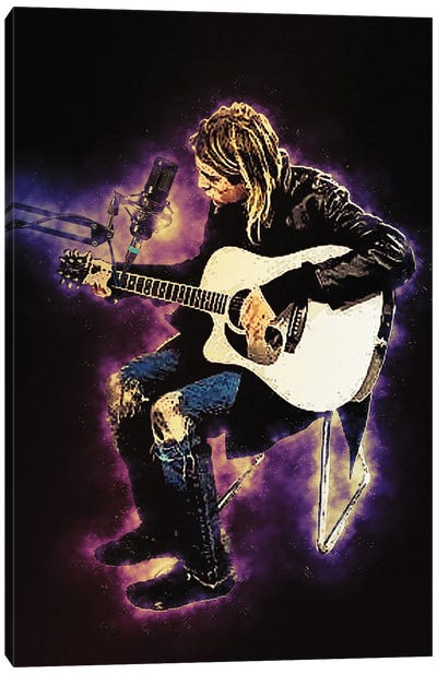 Spirit Of Kurt Cobain In Recording Studio Canvas Art Print - Nirvana