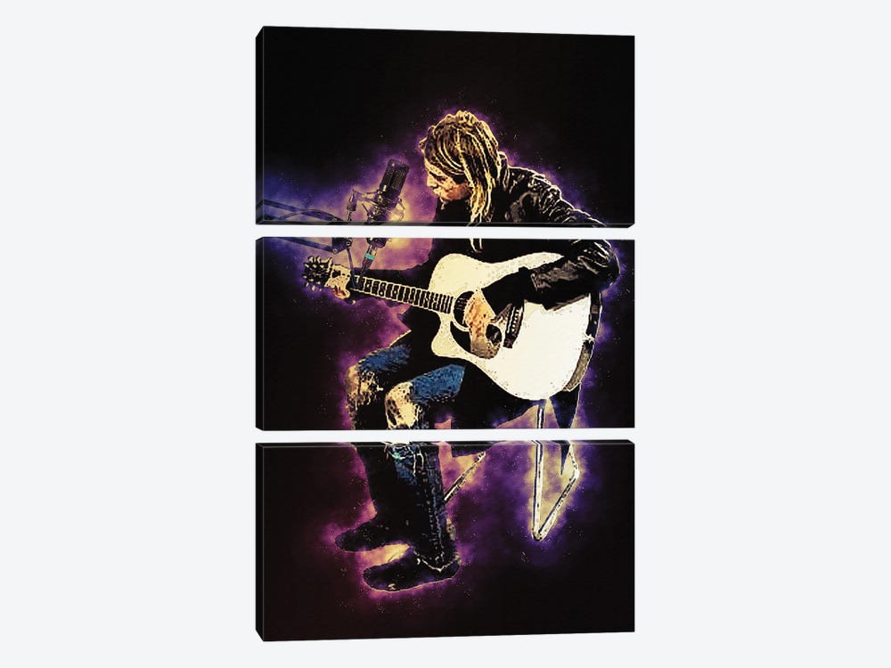 Spirit Of Kurt Cobain In Recording Studio by Gunawan RB 3-piece Canvas Art