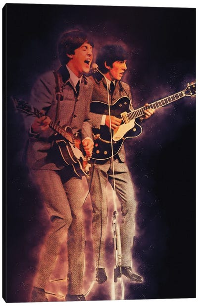 Spirit Of Paul Mccartney And George Harrison Canvas Art Print - Guitar Art
