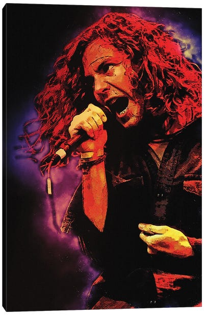 Spirit Of Eddie Vedder On Stage Canvas Art Print - Eddie Vedder