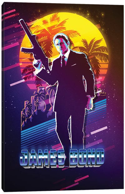 Daniel Craig Is James Bond Retro Canvas Art Print - Daniel Craig