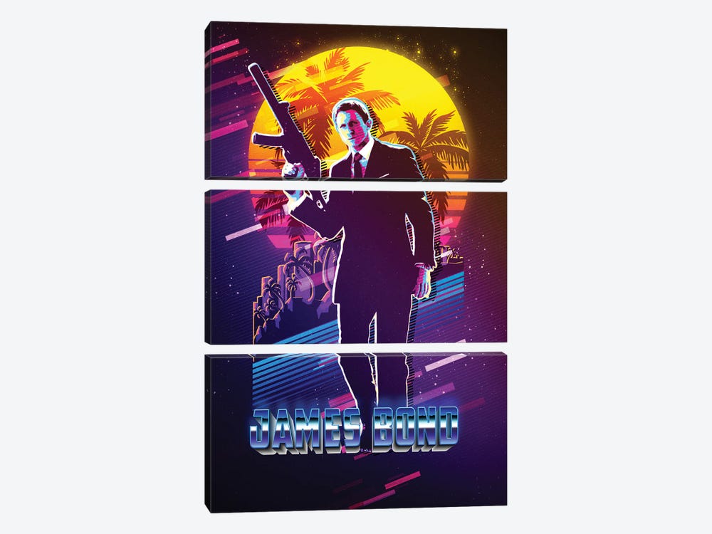 Daniel Craig Is James Bond Retro by Gunawan RB 3-piece Canvas Print