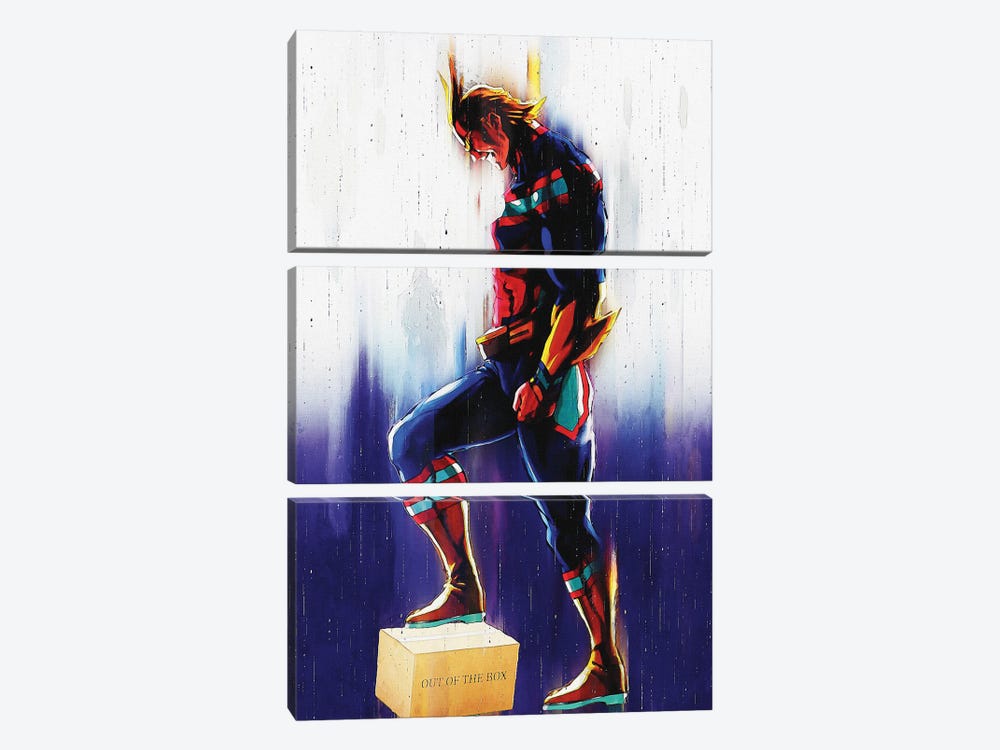 All Might Boku My Hero - Out Of The Box by Gunawan RB 3-piece Canvas Art Print
