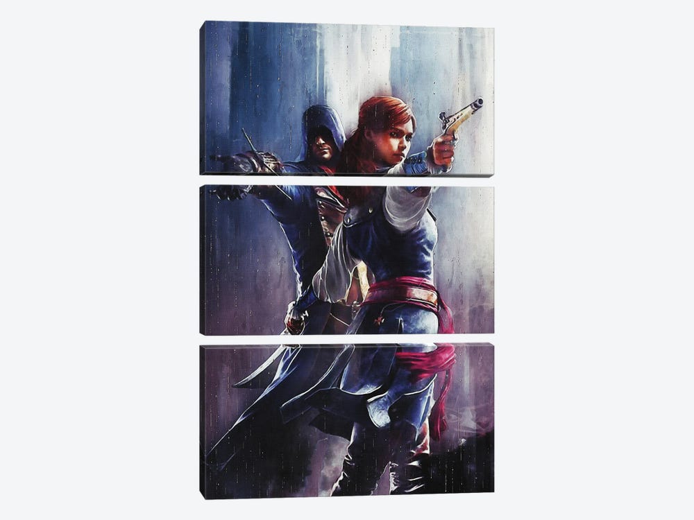 Elise And Arno - Assassins Creed by Gunawan RB 3-piece Canvas Print