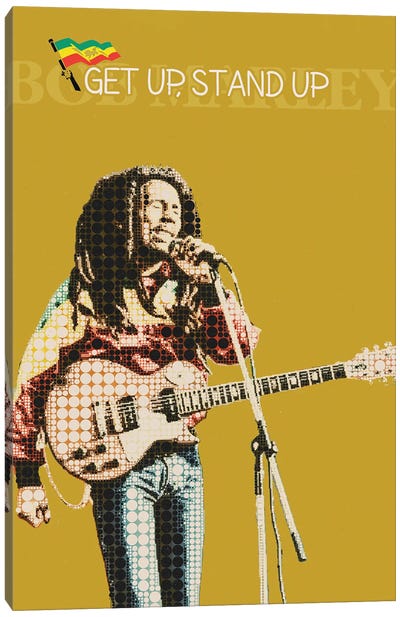 Get Up, Stand Up - Bob Marley Canvas Art Print - Microphone Art