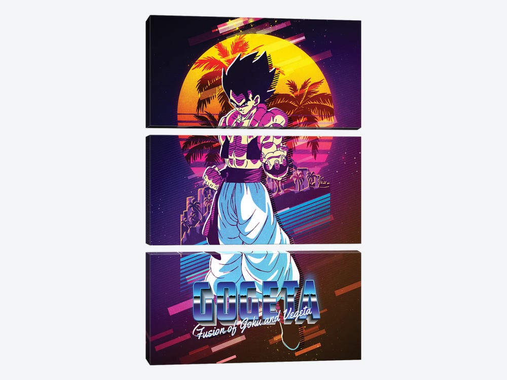 Gogeta - Fusion Of Goku And Vegeta - Dbz Retro by Gunawan RB 3-piece Canvas Art
