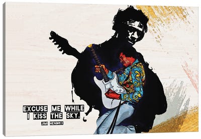 I Kiss The Sky - Jimi Hendrix Quotes Canvas Art Print - Gunawan RB