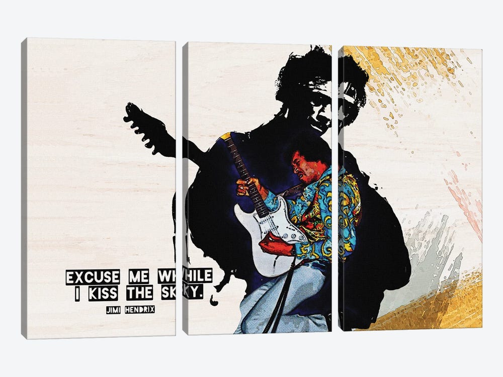 I Kiss The Sky - Jimi Hendrix Quotes by Gunawan RB 3-piece Canvas Artwork