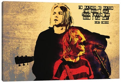 I'd Rather Be Hated - Kurt Cobain Quote Canvas Art Print - Guitar Art