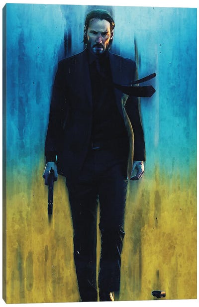John Wick Paint Canvas Art Print - Keanu Reeves