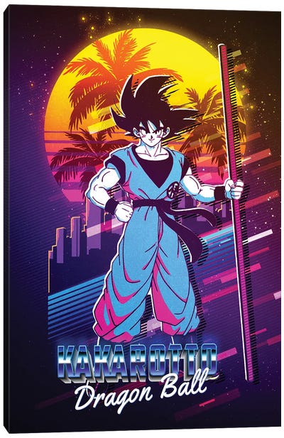 Kakarotto - Son Goku - Dragon Ball Retro Canvas Art Print - Dragon Ball Z