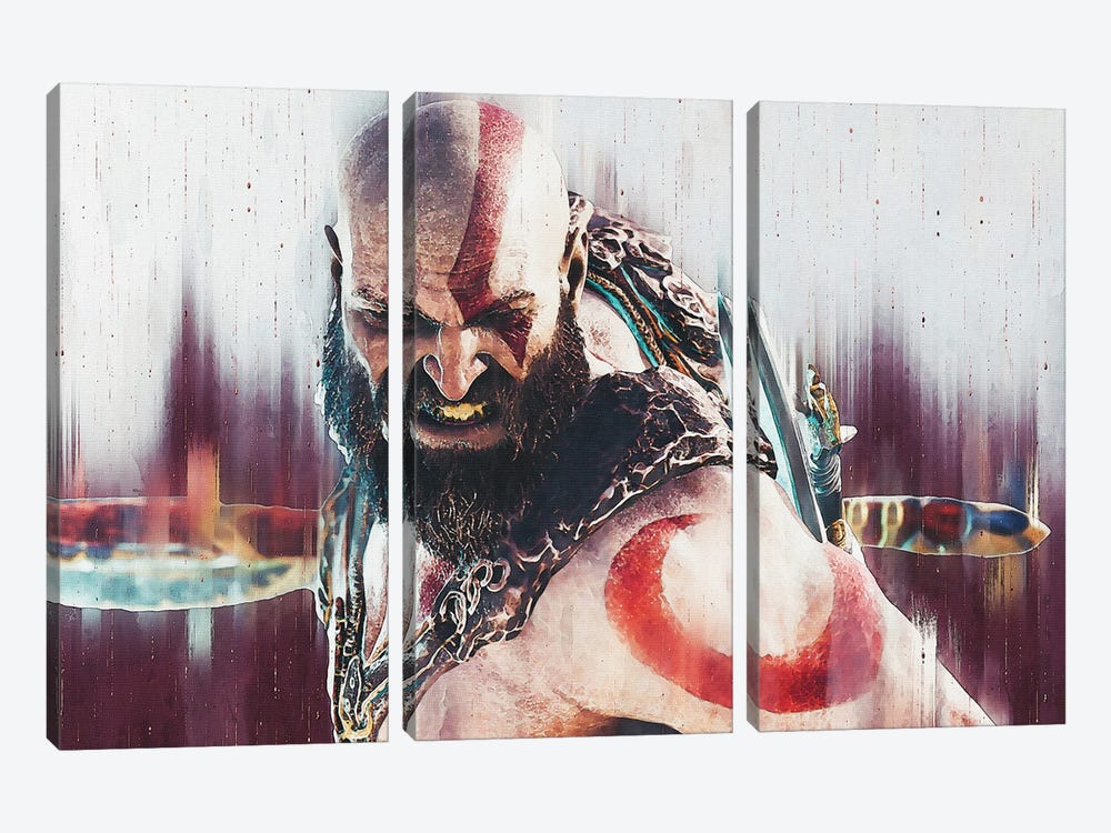 Kratos - God Of War III by Gunawan RB 3-piece Art Print
