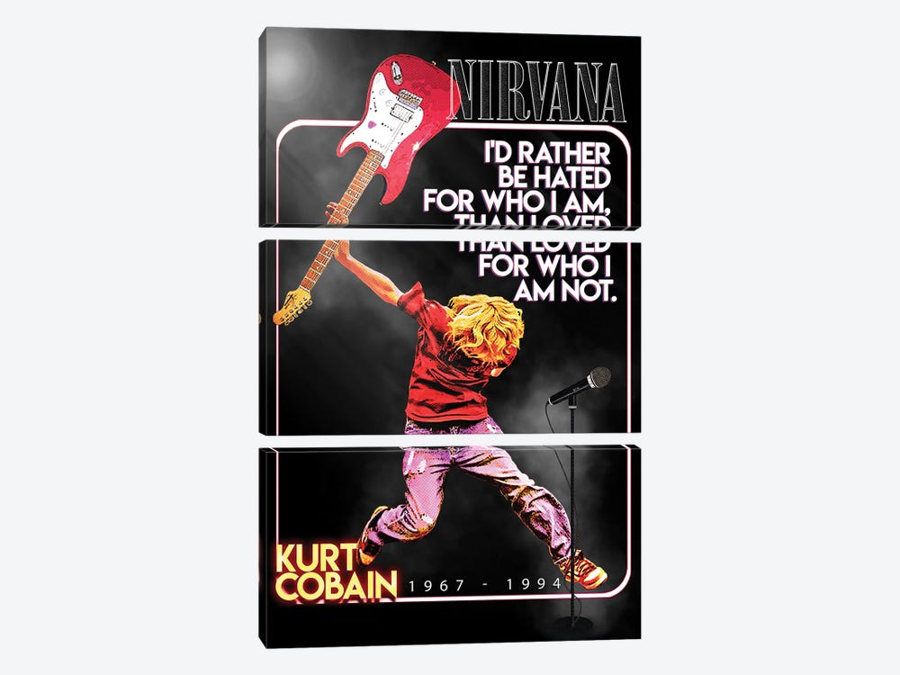 Kurt Cobain - I'd Rather Be Hated For Who I Am, Than Loved For Who I Am Not by Gunawan RB 3-piece Canvas Art