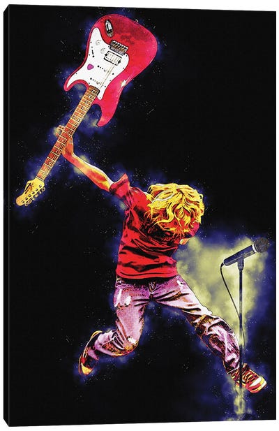 Kurt Cobain Jump Canvas Art Print - Microphone Art