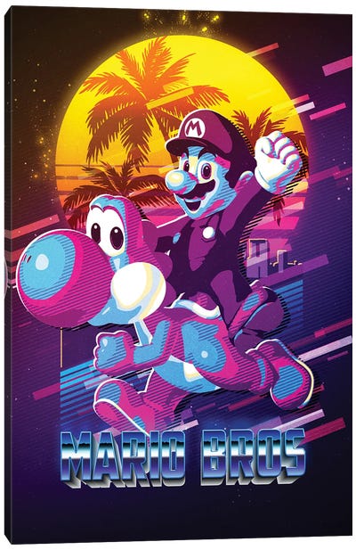 Mario Bros - Video Game Retro Canvas Art Print - Yoshi