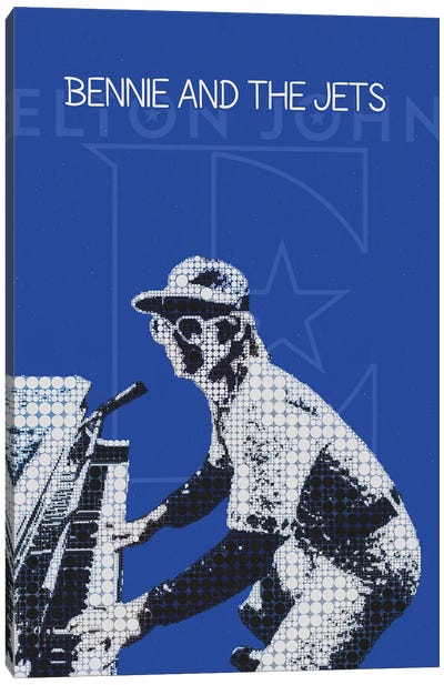 Bennie And The Jets - Elton John Canvas Art Print - Black, White & Blue Art