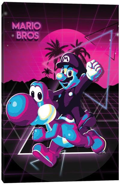 Mario Bros Video Game Retro Canvas Art Print - Limited Edition Video Game Art