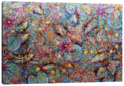 Koi And Butterflies Canvas Art Print - Koi Fish Art