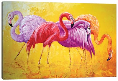 Flamingo Canvas Art Print - Yellow Art