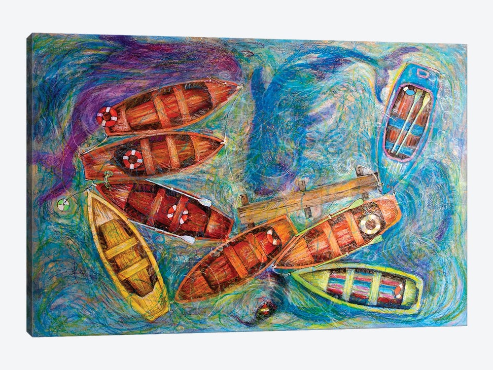 Boats In The Bay by Rakhmet Redzhepov 1-piece Art Print