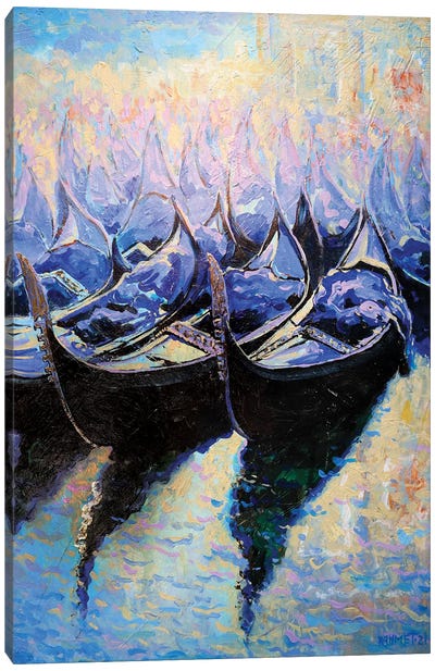 Gondolas In Venice Canvas Art Print - Rakhmet Redzhepov