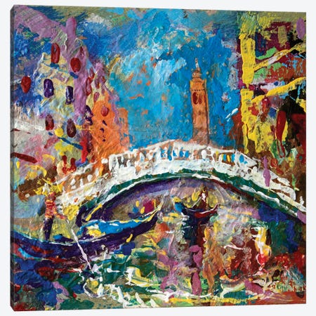 Bridge In Venice Canvas Print #RKH16} by Rakhmet Redzhepov Canvas Artwork