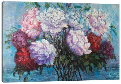 Flowers On The Background Of The Sea Canvas Art Print - Rakhmet Redzhepov