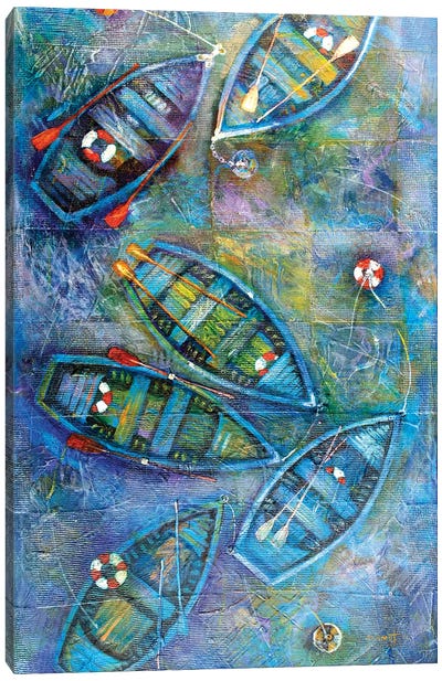 Lagoon Canvas Art Print - Rowboat Art