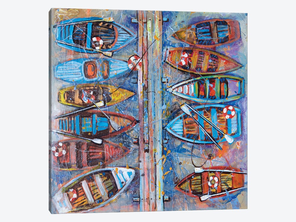 Multicolored Boats by Rakhmet Redzhepov 1-piece Canvas Print
