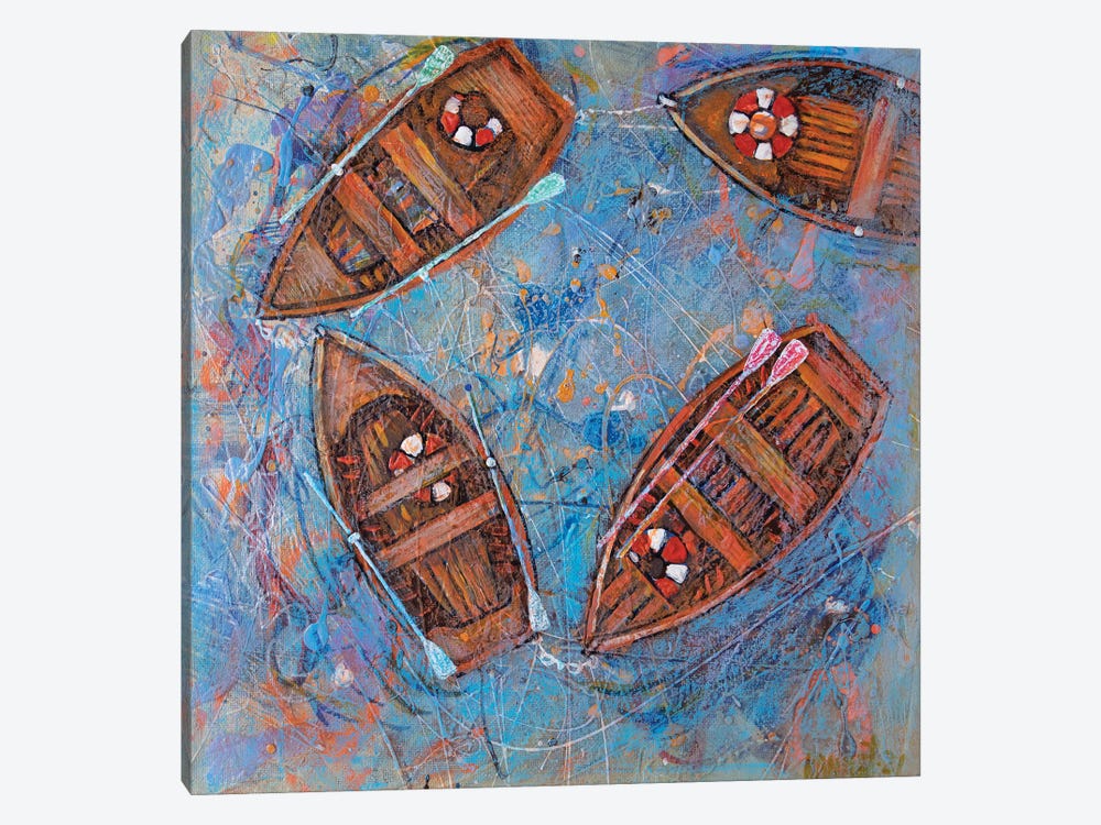 Orange Boats by Rakhmet Redzhepov 1-piece Canvas Print
