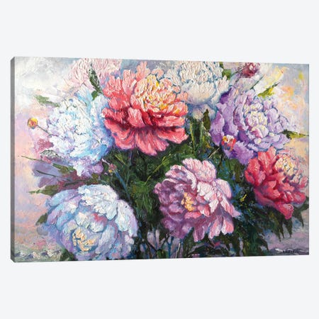 Peonies And Mountains Canvas Print #RKH49} by Rakhmet Redzhepov Canvas Wall Art