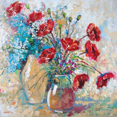 Poppoes And Two Jugs by Rakhmet Redzhepov canvas print