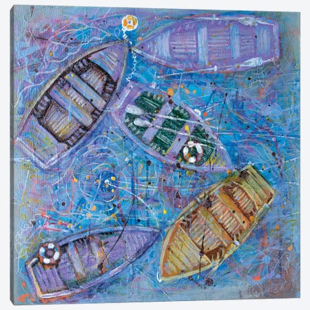 Purple Boats Canvas Print #RKH57} by Rakhmet Redzhepov Canvas Artwork