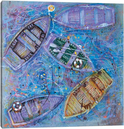 Purple Boats Canvas Art Print - Rakhmet Redzhepov