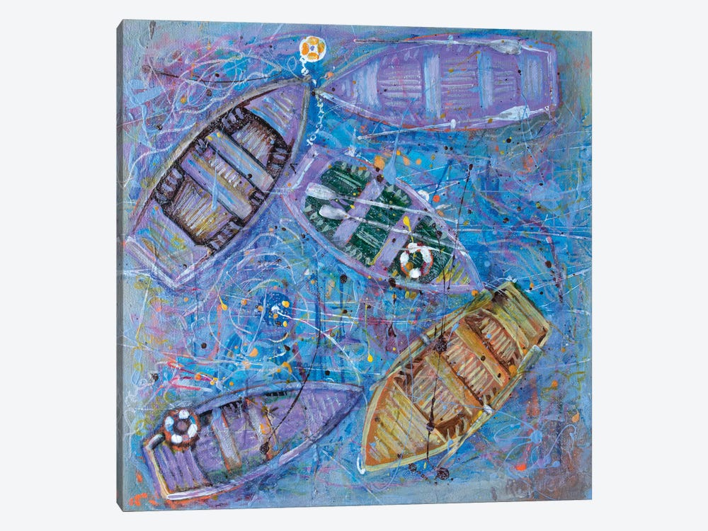 Purple Boats by Rakhmet Redzhepov 1-piece Canvas Print