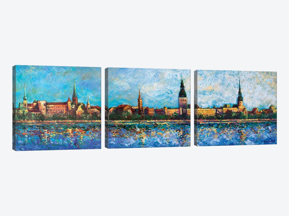 Riga Embankment by Rakhmet Redzhepov 3-piece Art Print