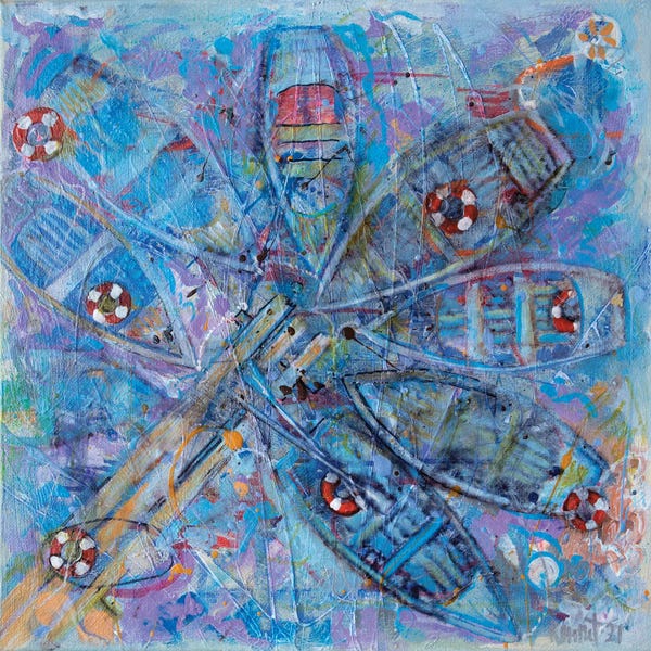 Rowboats: Blue Boats by Rakhmet Redzhepov