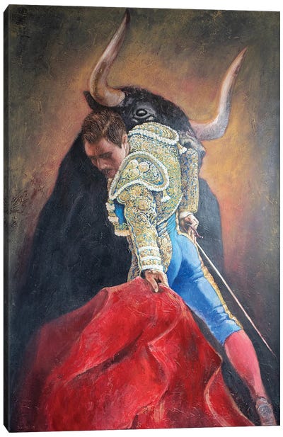 Vicious Black End Bull Symbol Canvas Art Print - Bull Art