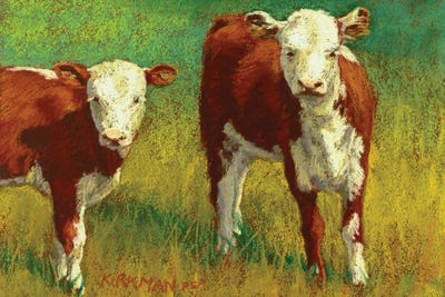 2 Young Herefords by Rita Kirkman framed canvas print
