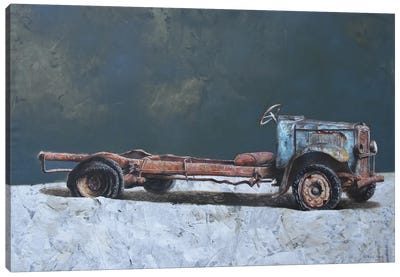 Old Blue Truck Canvas Art Print - Trucks