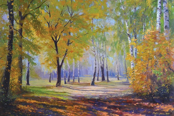 Ruslan Kiprych: Autumn In The Birch Park by Ruslan Kiprych