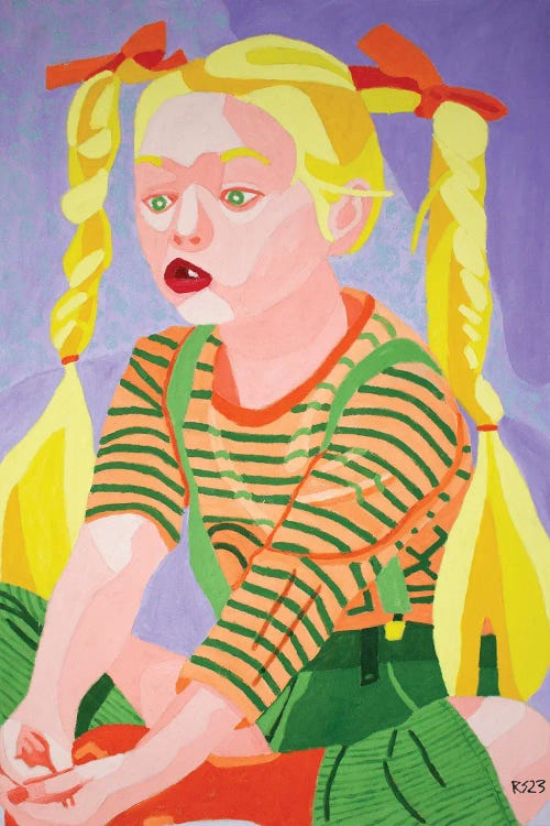 Little Girl Telling A Story by Randall Steinke wall art