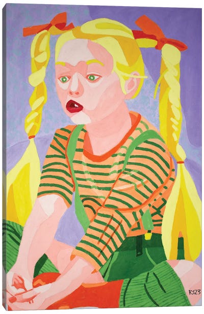 Little Girl Telling A Story Canvas Art Print - Randall Steinke