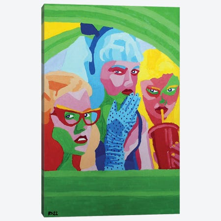 3 Girls In VW Canvas Print #RKS1} by Randall Steinke Canvas Art