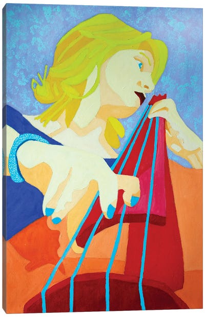 Woman And Bass Canvas Art Print - Randall Steinke