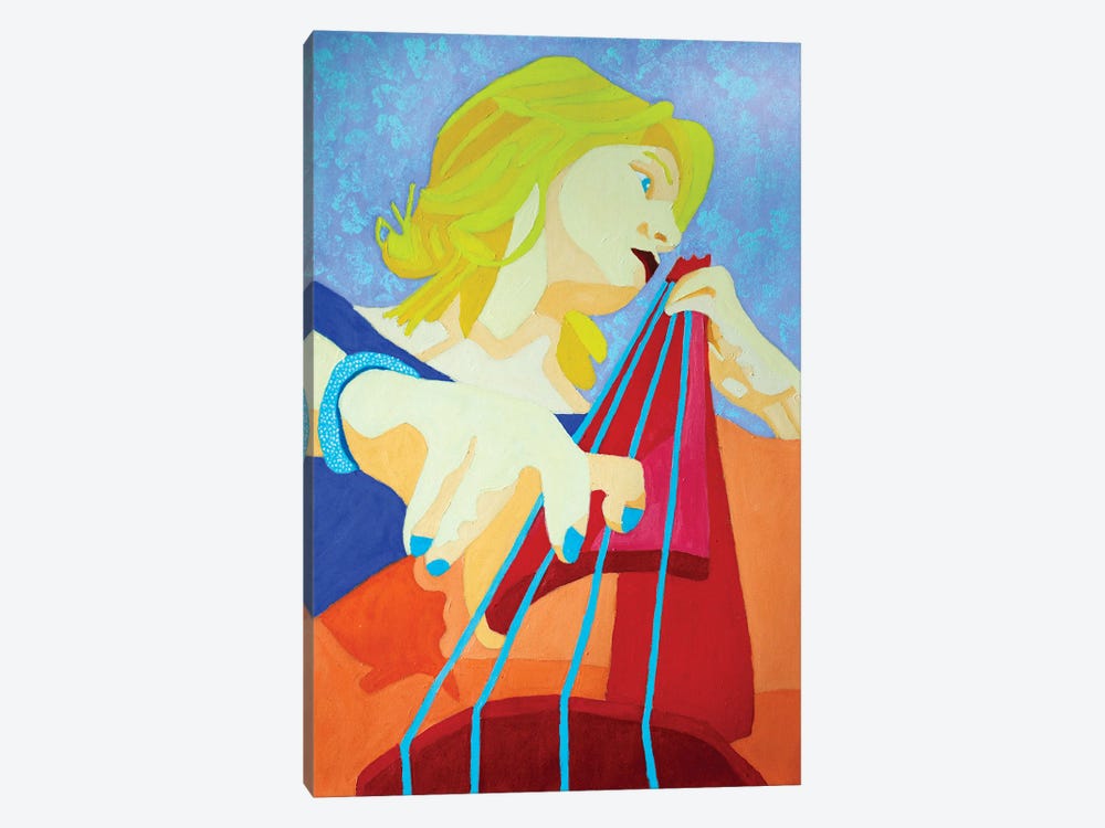 Woman And Bass by Randall Steinke 1-piece Canvas Art